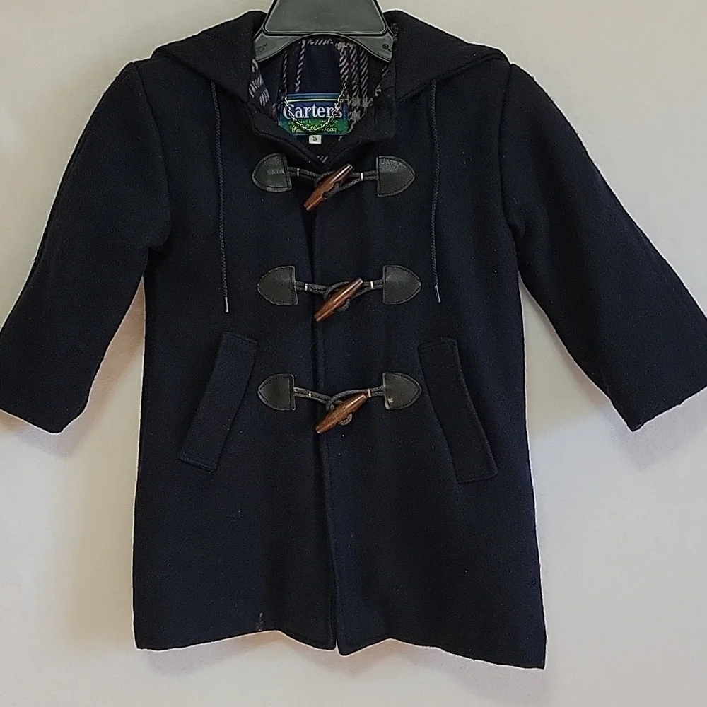 Boys Carter's Vintage Lined Hooded Jacket,‎ Navy, Size 5, Pre-Owned